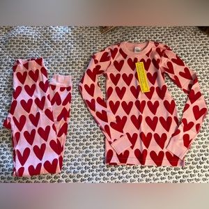 Hanna Anderson Kids PJs HEARTS long john pajama set